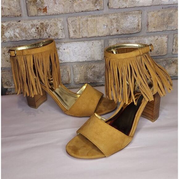 Carlos By Carlos Santana Brulee Gilda Suede Fringe Ankle Strap Heel, Women's 9M - Picture 11 of 12
